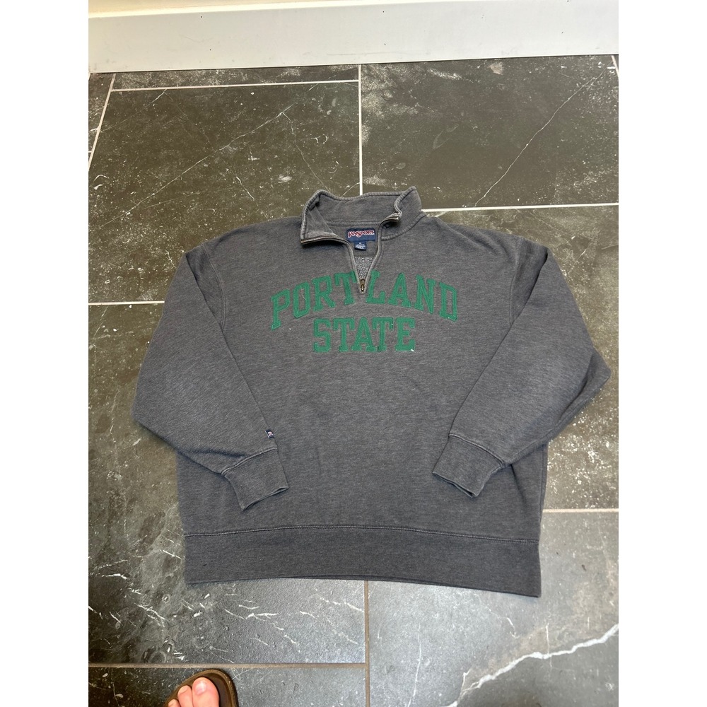 Jansport Portland State University Quarter Zip Sweatshirt Mens XL Charcoal Grey